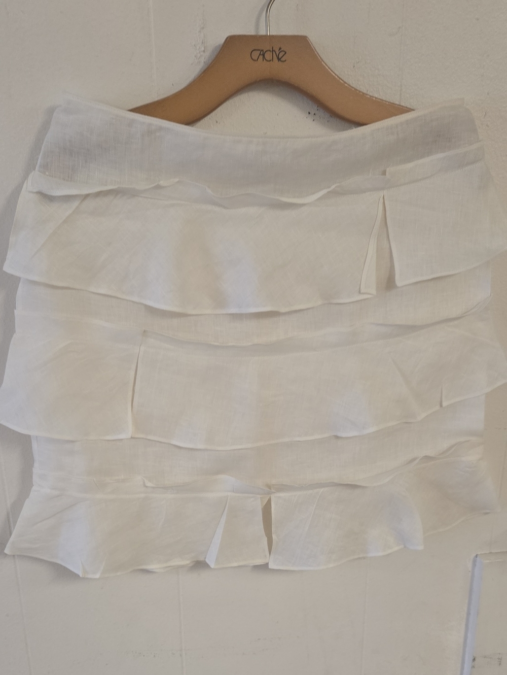 White Tiered Ruffle Mini Skirt by